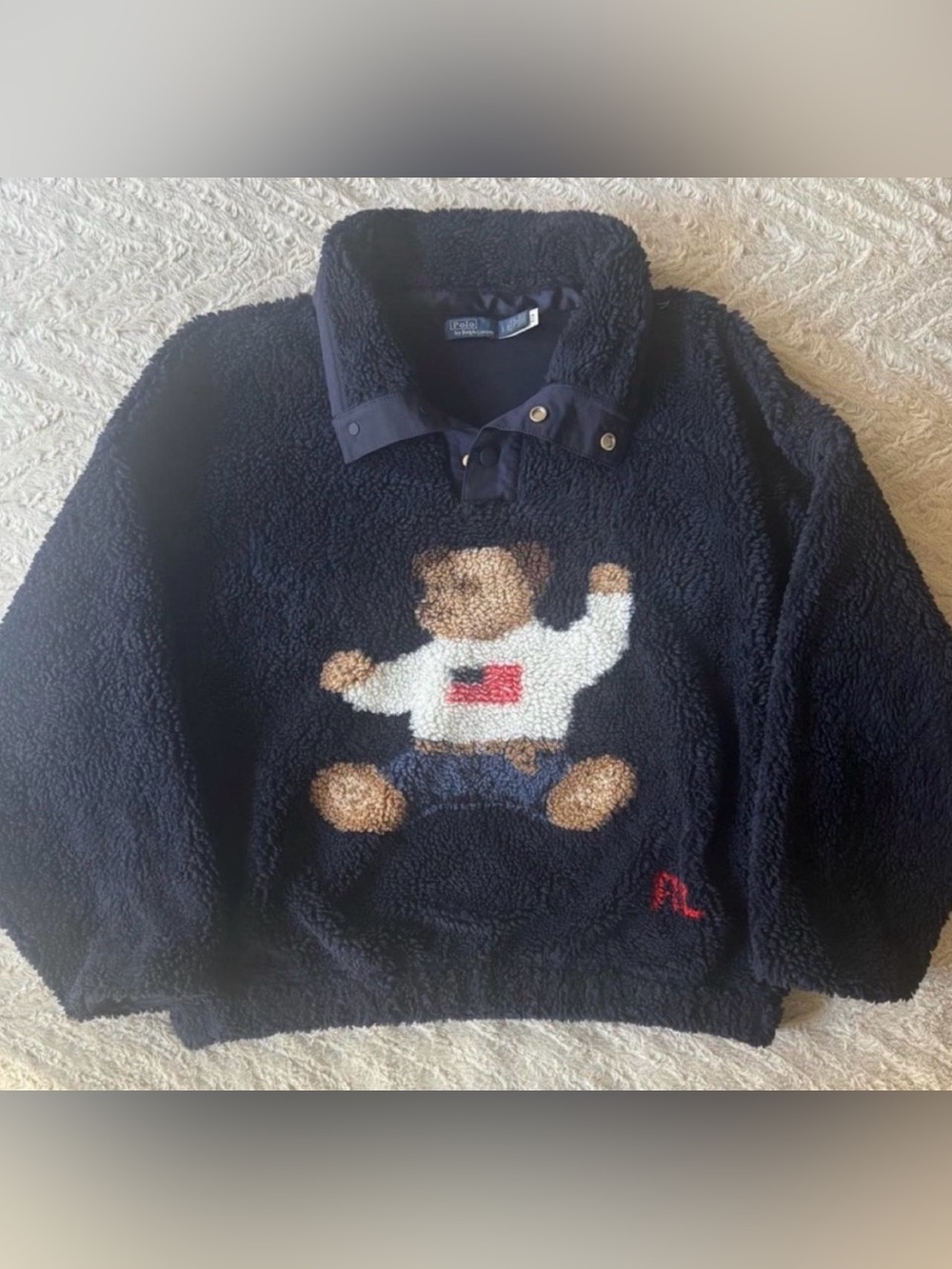 Ralph Lauren Polo Bear High-Pile Fleece Mockneck Jacket Sweater 100% Authentic